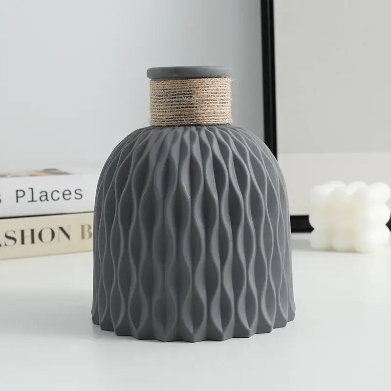 Gray Ripple Plastic Vase