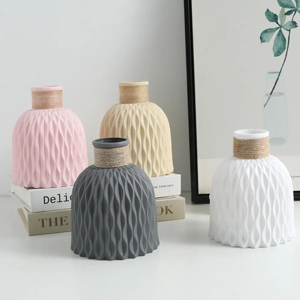 Gray Ripple Plastic Vase
