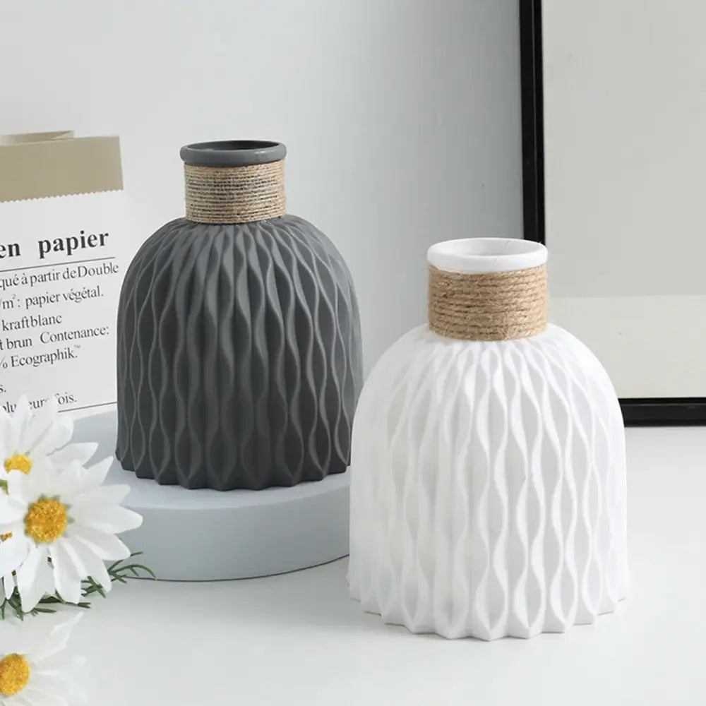 Gray Ripple Plastic Vase