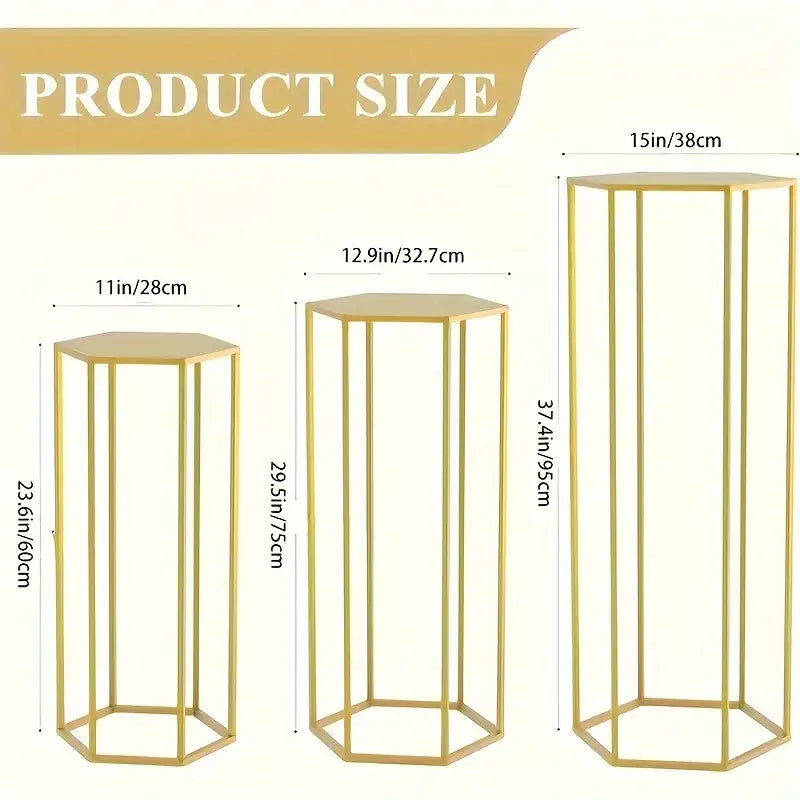 Gold Hexagonal Vase Set
