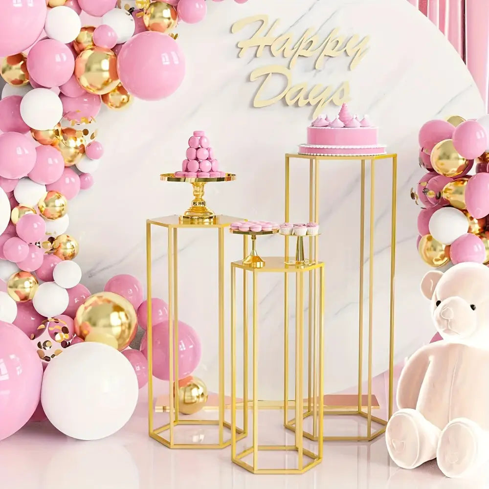 Gold Hexagonal Vase Set