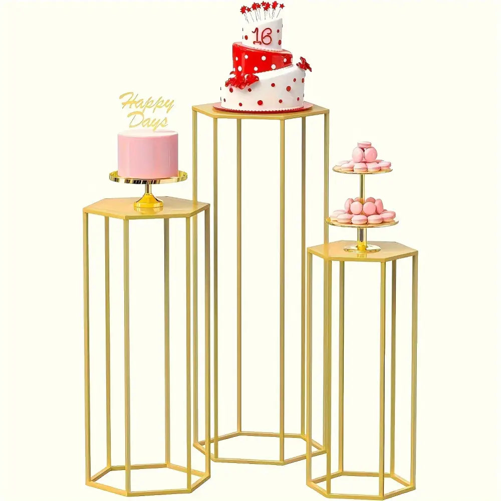 Gold Hexagonal Vase Set