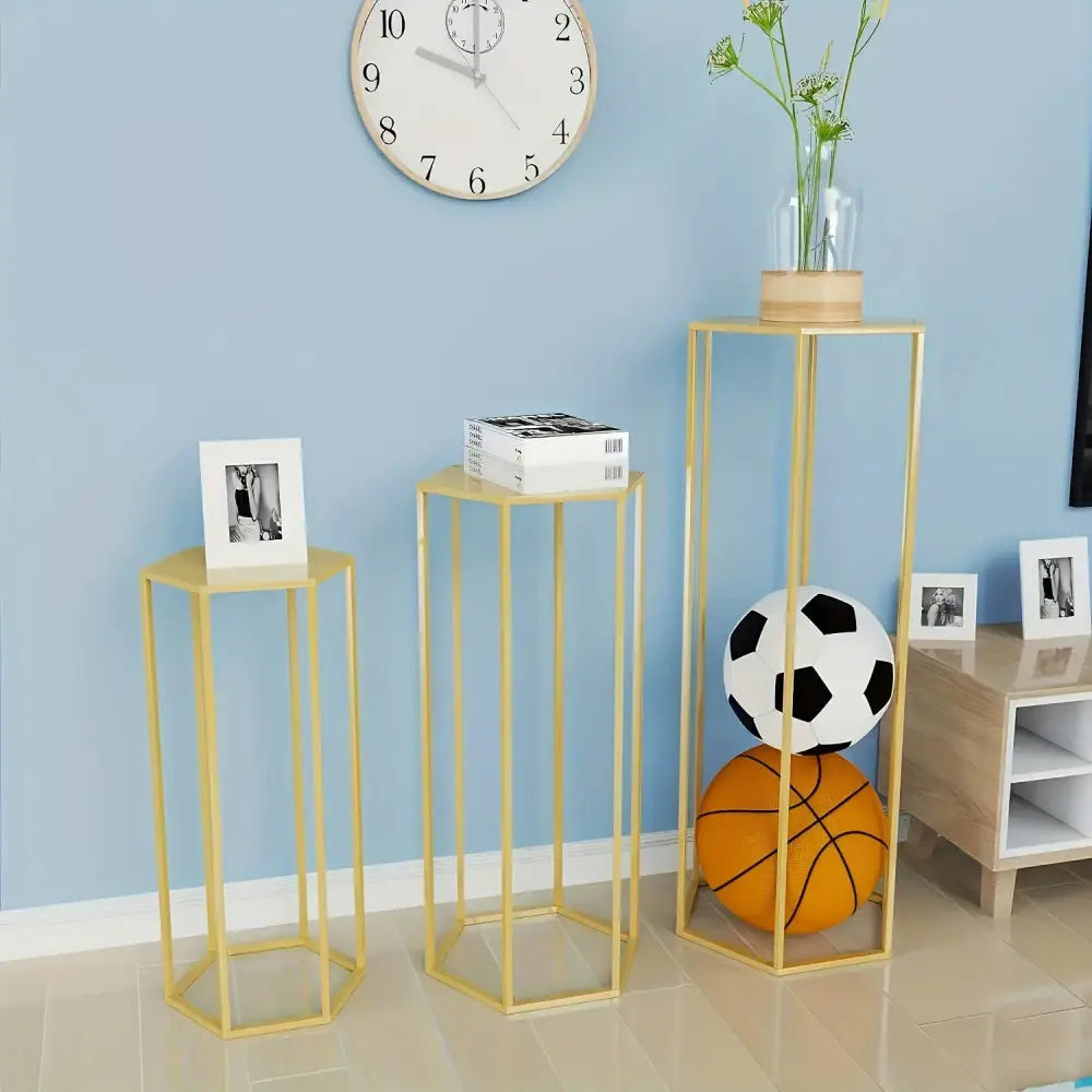Gold Hexagonal Vase Set
